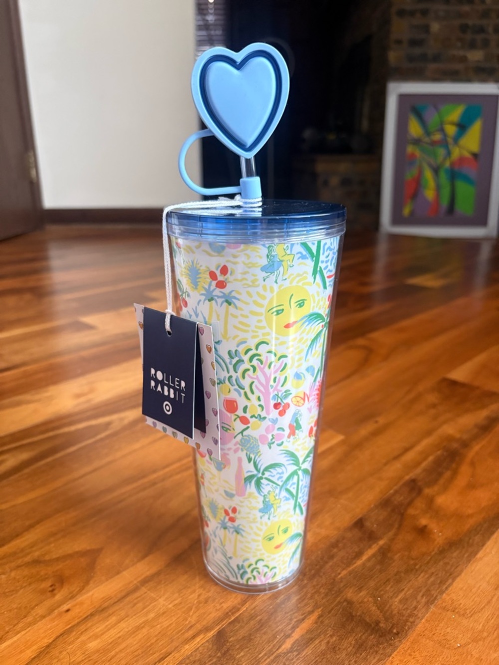 Roller Rabbit x Target Yellow Green Blue Vacation Tumbler, NEW